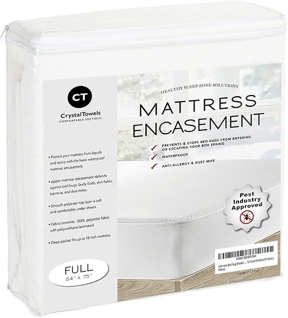 Waterproof Mattress Protector Full Size - 6-Sided Zippered Mattress Encasement, Breathable Fabric Cover, Machine Washable, Fits Full Mattress 54 x 75 Inches, Up to 16" Deep