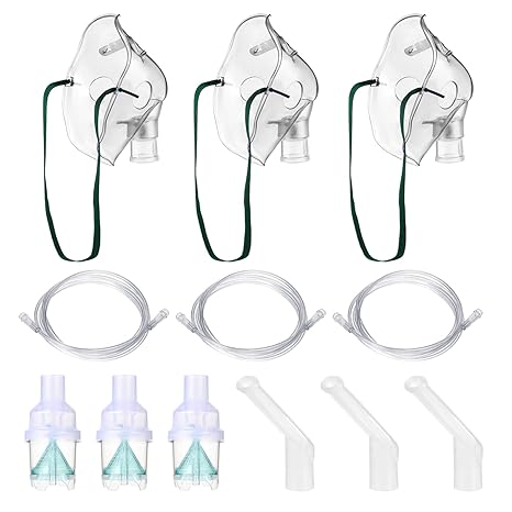 Nebuliser Replacement Set 3 Pack with Adults Nebuliser Mask Tubing Mouthpiece Nebulizer Accessories