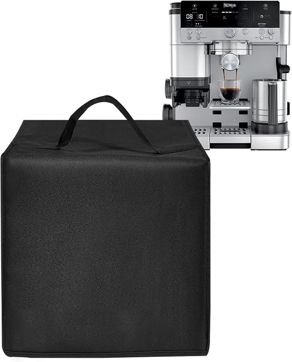 Drip Coffee Maker Cover Luxe Café Machine Lid Waterproof Antistatic Nylon Case Compatible with Ninja Espresso Machine Cappuccino Latte Makers ES601 (Black)