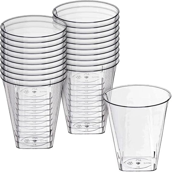 Clear Square Bottom Plastic Shot Cups (2 oz.) - Pack of 20 - Elegant & Transparent - Perfect for Parties, Gatherings & Everyday Use