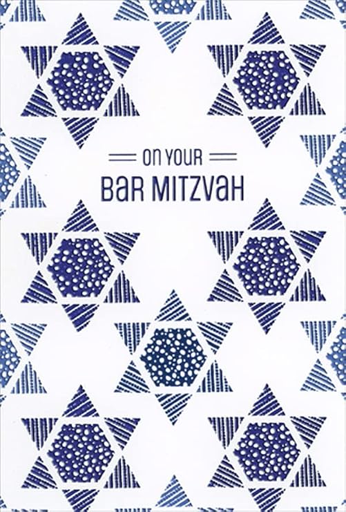 Pictura Repeated Blue Foil Star of David Bar Mitzvah Congratulations Card