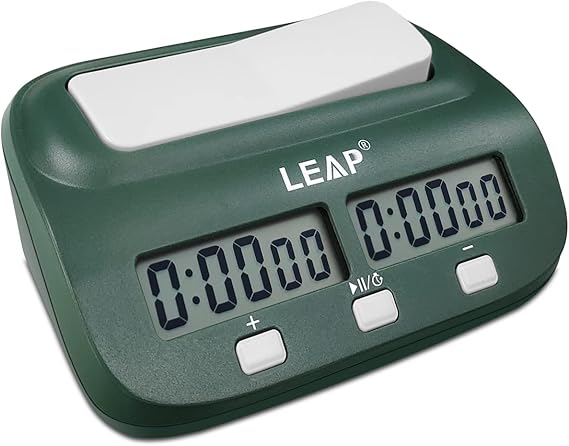 LEAP Digital Chess Clock Chess Timer for Chess Board Game Blackish Green | Official Store, Count up/down, Alarm, Bonus/Delay, Energy save, Setting Memory,Portable,Easy to Use, Timer for 2 Board Games