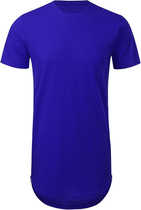 JD Apparel Men's Longline Crewneck T-Shirt with Zipper | 100% Cotton, Drop-Cut, Casual Streetwear Tee