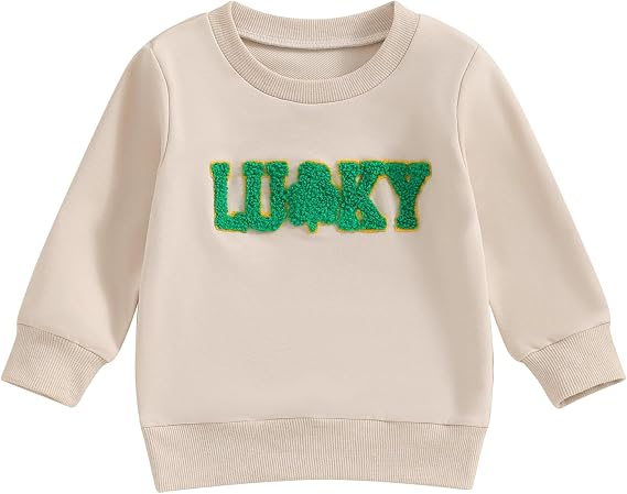 Amnnchya Toddler Boy Girl Easter Outfit Little Bunny Long Sleeve Sweatshirt Bunny Pullover Infant Baby Easter Clothes