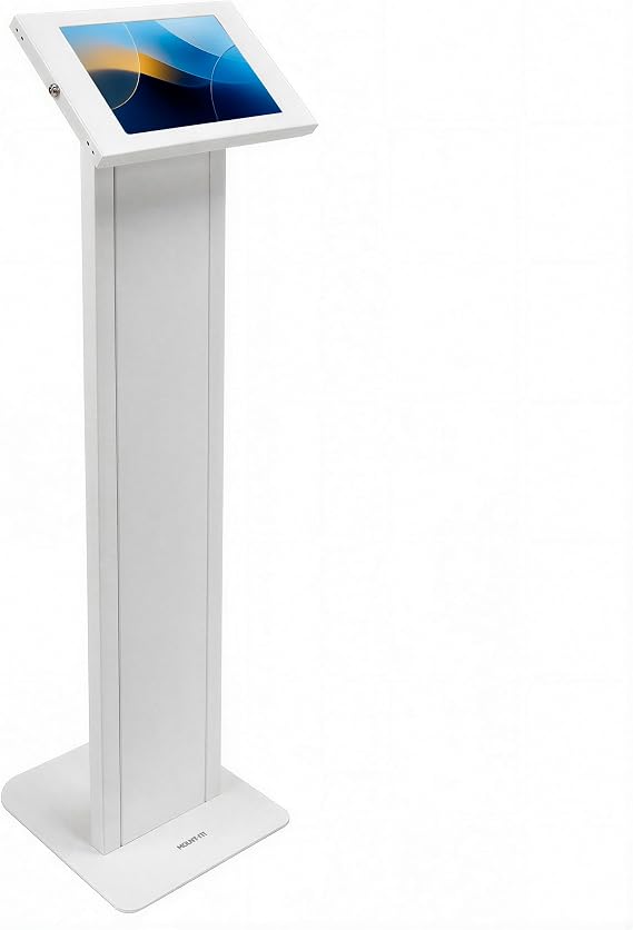 Mount-It! Anti-Theft iPad Floor Stand, Locking Kiosk Enclosure, White
