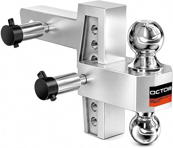 Adjustable Trailer Hitch, Fits 2-Inch Receiver, 6 Inch Drop/Rise