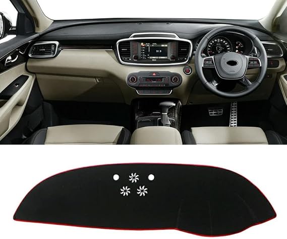 Car Dashboard Cover Anti-Scratch Dash Cover Interior Dash Covers - for Kia Sorento 3 UM 2015 2016 2017 2018 2019 2020, A Red Side Rhd