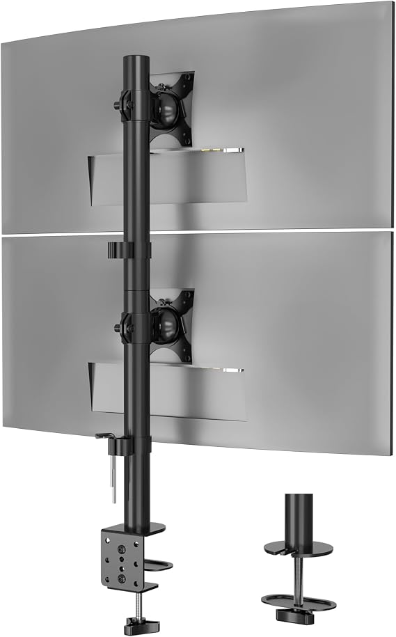 BONTEC Vertical Dual Monitor Desk Mount, 13-34", VESA 75x75/100x100mm