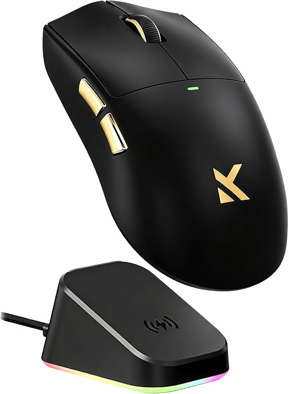 MCHOSE K7 Ultra Gaming Mouse, 59g Lightweight, 500mAh Battery, PAW3950 42K Sensor, 2.4G/BT/Wired, 8K Polling Rate (Black-S)