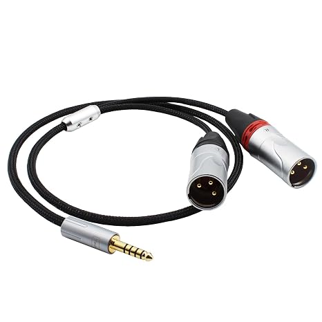 Youkamoo 4.4mm to XLR Balanced Headphone Audio Cable, 8 Core Silver Plated HiFi Adapter Cable, 2 ft / 0.6 Meters