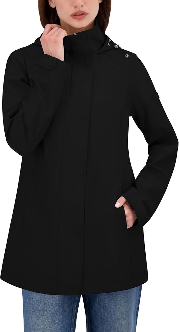 HFX Women's Softshell Bonded Lightweight Jacket 32 Mid-length, Water & Wind Resistant