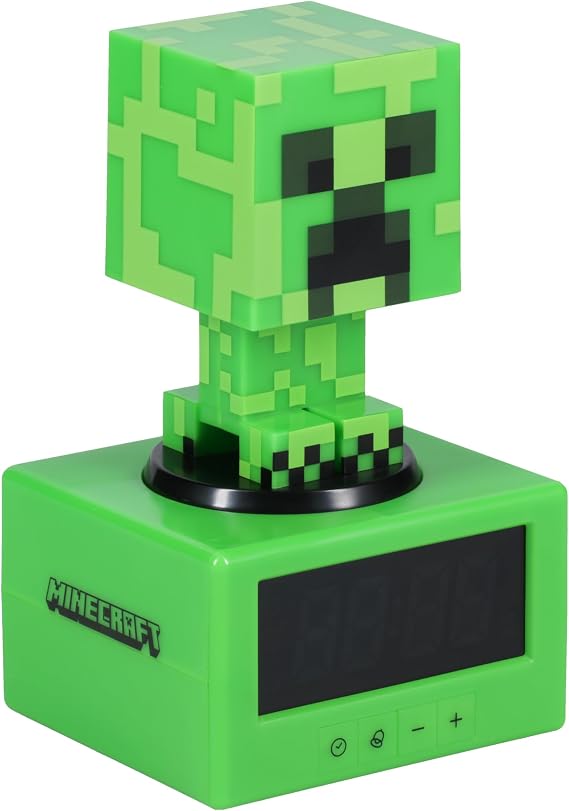 Paladone Minecraft Creeper Alarm Clock Officially Licensed Icon with in-Game Music & Night Light for Kids & Tweens, Gaming Room Decor, Fun Gift for Minecraft Fans