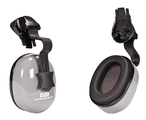 MSA 10129327 Sound Control Classic Helmet Mounted Hearing Protection, dBa 25 SH, Fits Slotted Full-Brim Hard Hats, Cushioned Ear Pads, Earmuffs Adjustable for Custom Fit. Gray