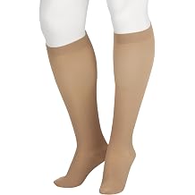 Juzo Soft 2002, Knee-High, 30-40 mmHg, Closed Toe Compression Stocking with Silicone Top Band - Men & Women, Regular, 2 (II), Beige