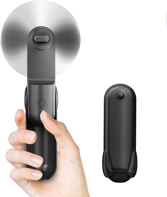 Mini Handheld Fan, Portable Hand Fan with USB Rechargeable, 2000 mAh Battery Operated, 3 Speeds Adjustable, 2 IN 1 Small Personal Pocket Fan for Women Girls Travel Outdoor