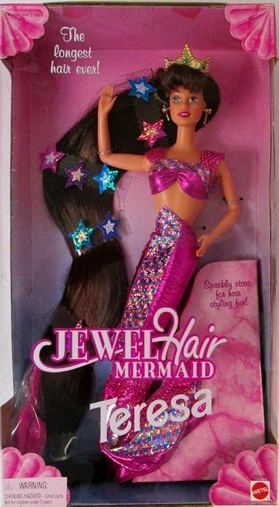 Barbie 1995 Jewel Hair Mermaid Teresa Doll in Pink with The Longest Hair Ever