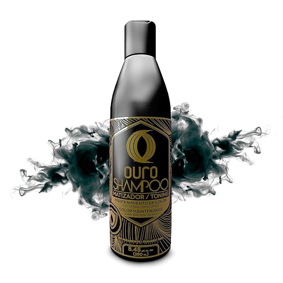 OURO Color-Enhancing Shampoo for Dark Brown & Black Hair Neutralizes Yellow Tones, Boosts Shine & Intensity, Revitalizes Gray Hair, Protects