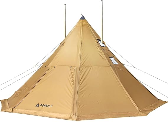 POMOLY Tipi Tent Camping Hot Tents, Bromance 70 Pyramid with 3 Stove Jacks for 2-4 Person Hiking Hunting