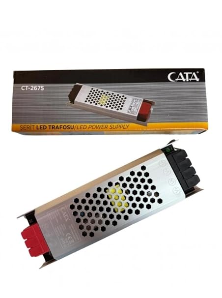 Şerit Led Trafosu 12V Cata Serisi Slim Kasa, Alüminyum Gövdeli İnce Güç Kaynağı, Kamera ve Şerit Led Uyumlu (60W - 360W) 5, 12.5, 16.5, 21, 30 Amper (150, Vat)