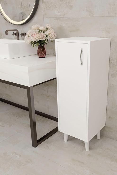 Tek Kapaklı 3 Raflı Banyo Dolabı Havlu Sabunluk Kiler Erzak Ekmek Beyaz