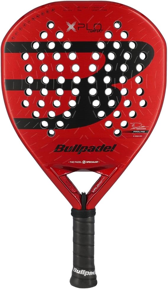 BULLPADEL Padel Racket XPLO Comfort | Advanced Fibrix Fiber Pala Padel | GEOSHAPE for Explosive Power & High Balance | Air Power Racket Enhanced Aerodynamics | Wave System & Smart Holes Design