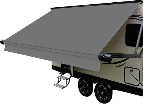 Dulepax RV Awning Fabric Replacement102" Fabric Heavy Duty 16 oz Vinyl Fabric Awning for Camper, Universal Camper Awning Replacement for All Trailer Awning Brands Grey