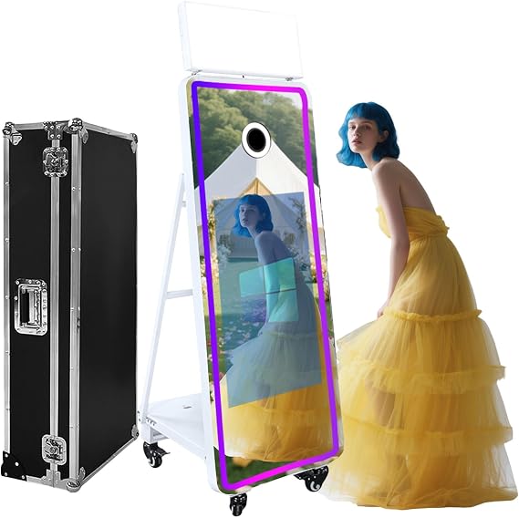 Magic Mirror Photo Booth Machine Commercial with 32'' Touch Screen,White