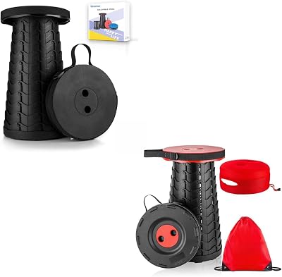Boreeman Collapsible Stool, Portable Folding Stool Equipped with One Set Cushion and Carry Bag