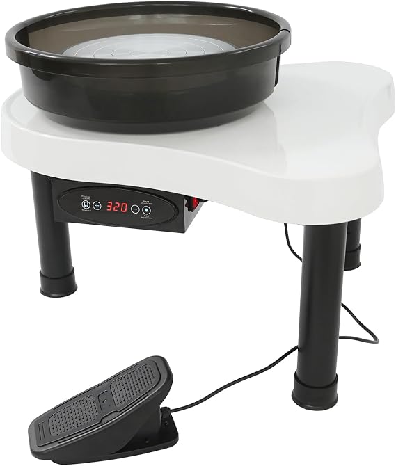 Pottery Wheel Forming Machine Pottery Wheel Ceramic Machine with LCD Touch Screen and Foot Pedal Electric Ceramic Forming Machines 12.6in Turntable Adjustable Rotation Speed (White and Black)