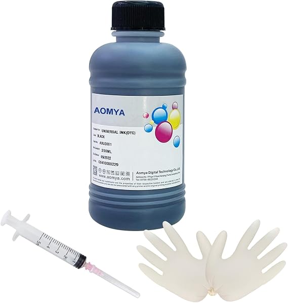 Aomya Universal Ink Refill Kit Black 250ML for All Refillable Cartridges