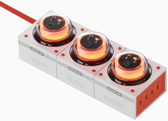 GENKI Moonbase 240W GaN Desktop Charger Power Hub 7-Port USB-C | 240W GaN power hub with 140W USB-C PD, 3 AC outlets, 4 USB-C ports, smart power distribution, and 8-point safety protection