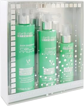 abril et nature - Professional Rejuvenating Hair Care Set - Cell Innove - Shampoo, Mask, and Serum Pack - With Plant Stem Cells - Regenerates and Rejuvenates - 550 ml