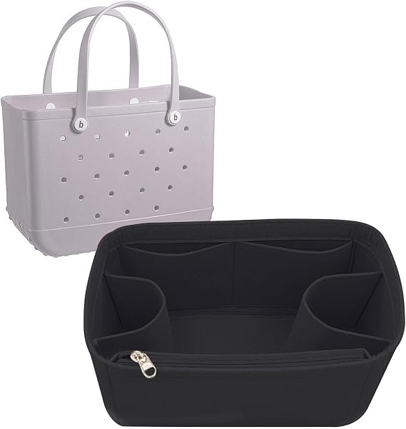 Lckaey Rubber Beach Bag Organizer Compatible with Bo Bag Tote,Divider Pouch for Bo Bags Accessories Felt Insert3018black-M
