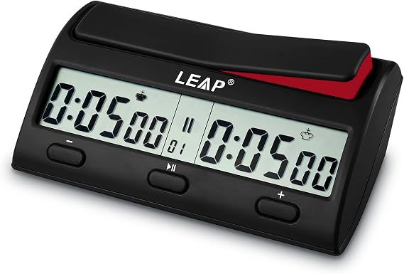 LEAP Chess Clock Advanced Digital Chess Timer with 7 Type 38 Timing Set Modes Including Single or Multi Period Countdown Restricted Moves or Time Function