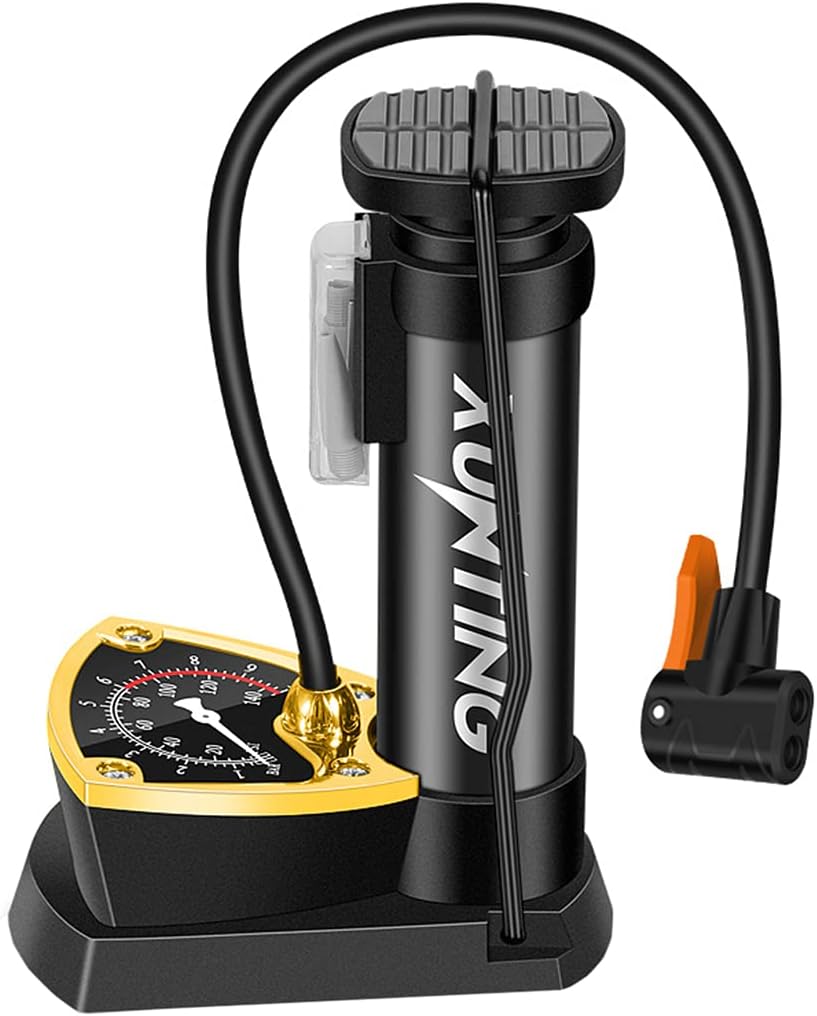 PHOENIX Bike Foot Pump with Pressure Gauge & Smart Valve Head, 160 PSI Mini Portable Bicycle Tire Air Pump, Fits Presta & Schrader Valve, for Road Bike Mountain Bike Balls Balloons