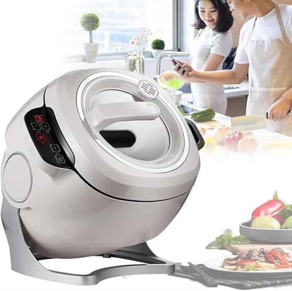 2000W Commercial Food Processor, 6L Intelligent Automatic Cooking Machine with 360 Rotating and 3D All-Round Heating, Drum Type Food Processor with Smart Touch Screen