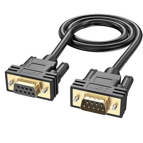 Copper Wire Db9 Extension Serial Cable Male to Female,rs232 Serial Cable, Double Shielded with foil & Metal Braided,Gold Plated D-SUB 9 Pin Serial Cable RS485 Cable-Black 3.3FT