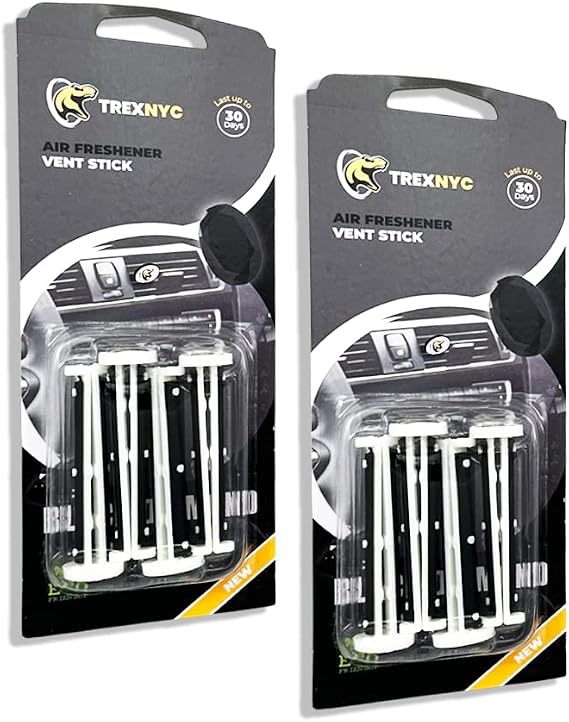 Car Air Fresheners Vent Sticks, Essential Car Odor Eliminator, For Long Lasting Fragrance up to 60 days, 2 Packs (Black Diamond)