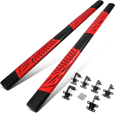Pair of 5 Inches Stainless Steel Running Boards Side Steps Bars Compatible with Ram 1500 2019-2024,Red