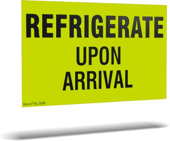 Kenco 3" X 5" Refrigerate Upon Arrival Fluorescent Shipping Label Stickers for Shipping and Packing -500 Labels Per Roll