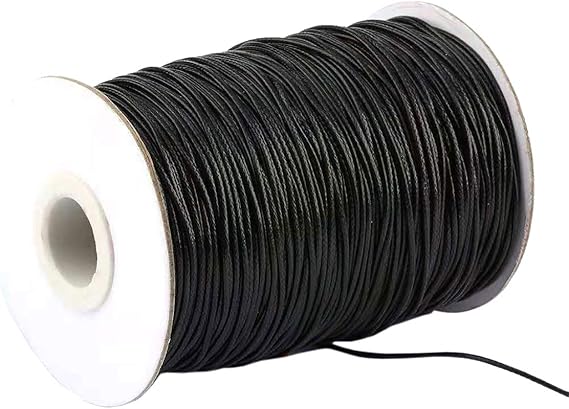 1mm 175 Yards Waxed Cord for Jewelry Making,Black Polyester Beading Thread for Braiding Bracelets and Necklaces Crafts
