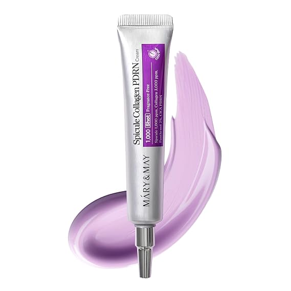 Mary&May Spicule Collagen PDRN Cream, Korean Plumping Night Cream 0.53 oz | 1,000ppm marine spicules + French marine collagen + CICA PDRN for volume, smile lines & elasticity, ceramide, sensitive skin