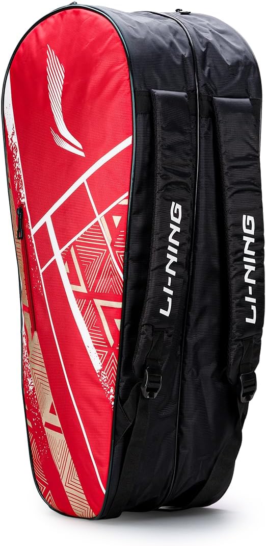 Li-Ning Raider Max Double Zipper Polyester Badminton Kit Bag (Red) | Unbreakable Zippers | Easy Mobility | Unisex - Men, Boys, Girls, Women, ABDS681-5