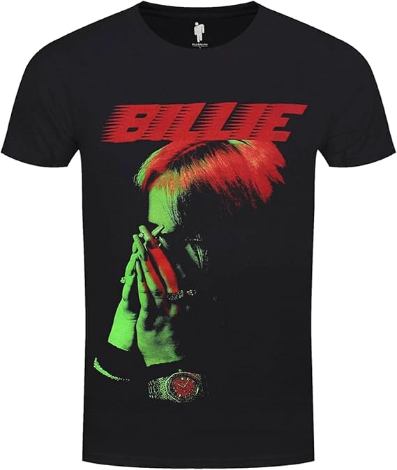 Billie Eilish Men's Hands Face Slim Fit T-Shirt X-Large Black
