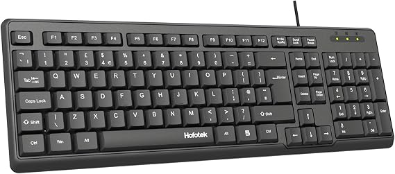 Wired Computer Keyboard, Full Size USB Keyboard with Number Pad