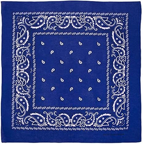 Royal Blue Paisley Bandana - Single Piece 22x22