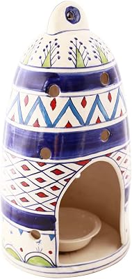SouvNear Handmade 11.7 Inches Multi-colored Ceramic Bird House Shelter with Feed Bowl
