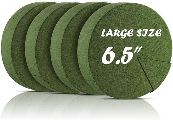 TAOPE Floral Foam, 6.5'' Large Dry & Wet Floral Foam Bricks Round for Artificial Flowers, Green Foam Blocks for Wedding Decoration