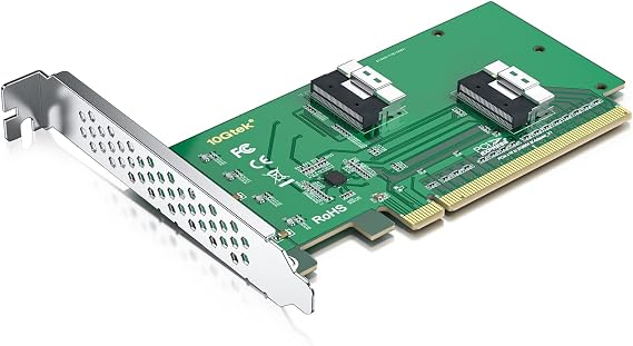 ipolex PCIe to SFF-8654 Adapter for U.2 NVMe SSD, PCIe4.0 X16, (2X) 8i SFF-8654