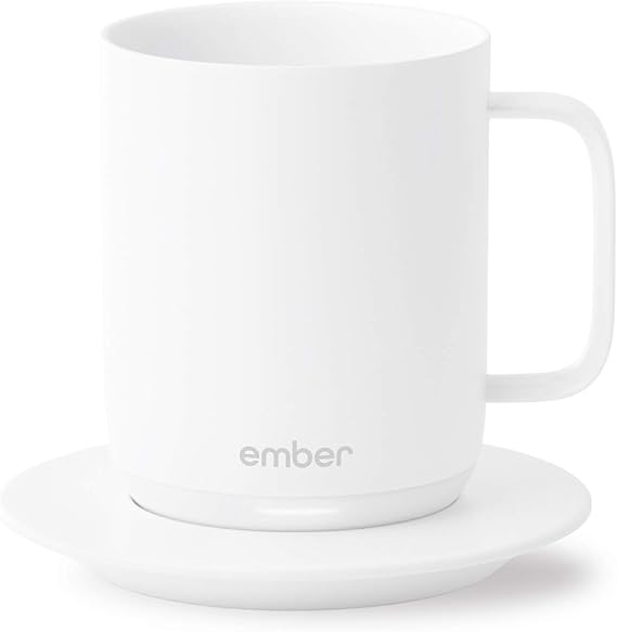 Ember Temperature Control Smart Mug, 10 Ounce, 1-hr Battery Life, White - App Controlled Heated Coffee Mug